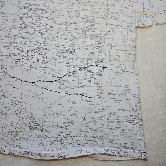 Vintage Texas Road Map T Shirt Mens Medium White AOP All Over Print Made In USA - Picture 5 of 8